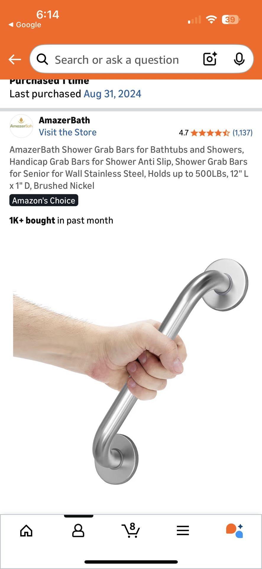 Two Shower Grab Bars