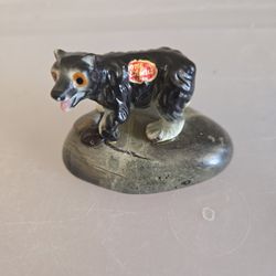 Vintage Bone China Baby Bear On Rock Figurine 