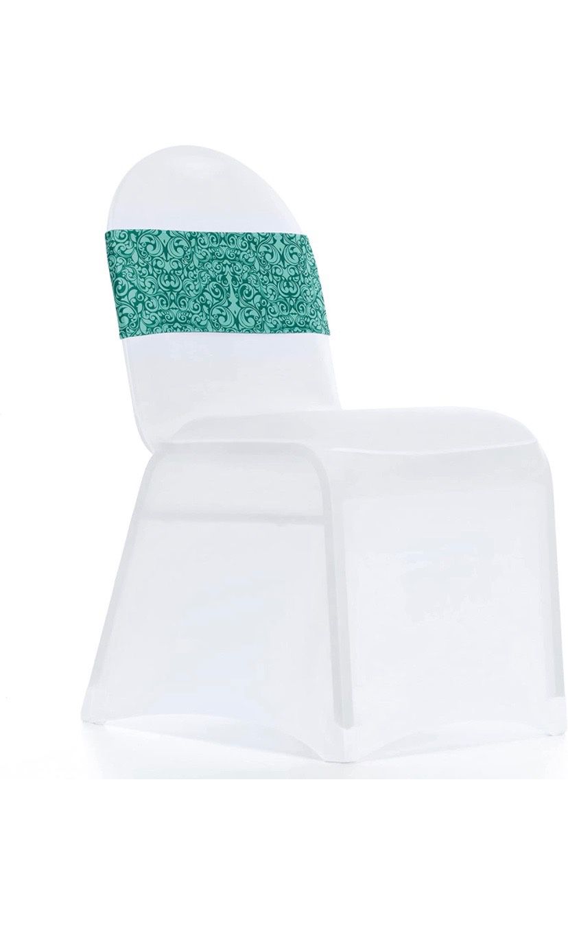 Decorative Chair Sashes Pack Of 20 Sash Covers TEAL WHITE 