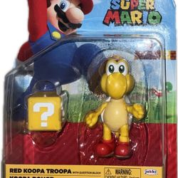 RED KOOPA TROOPA Super Mario Jakks Pacific 4" Figure with Question Block