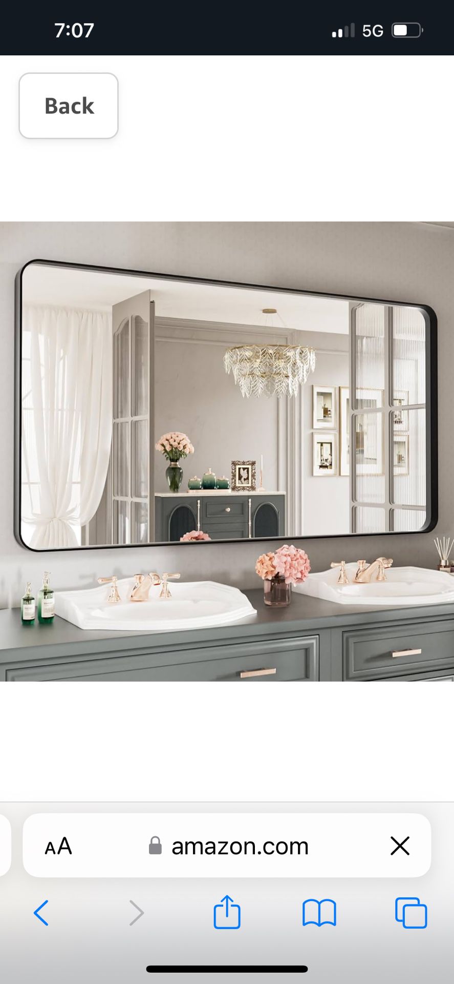 72x32 Black Framed Bath Mirror