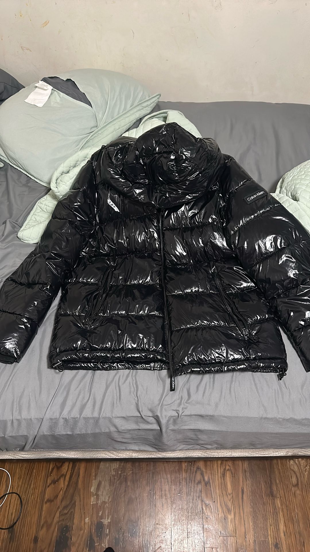 black puffer coat Calvin Klein