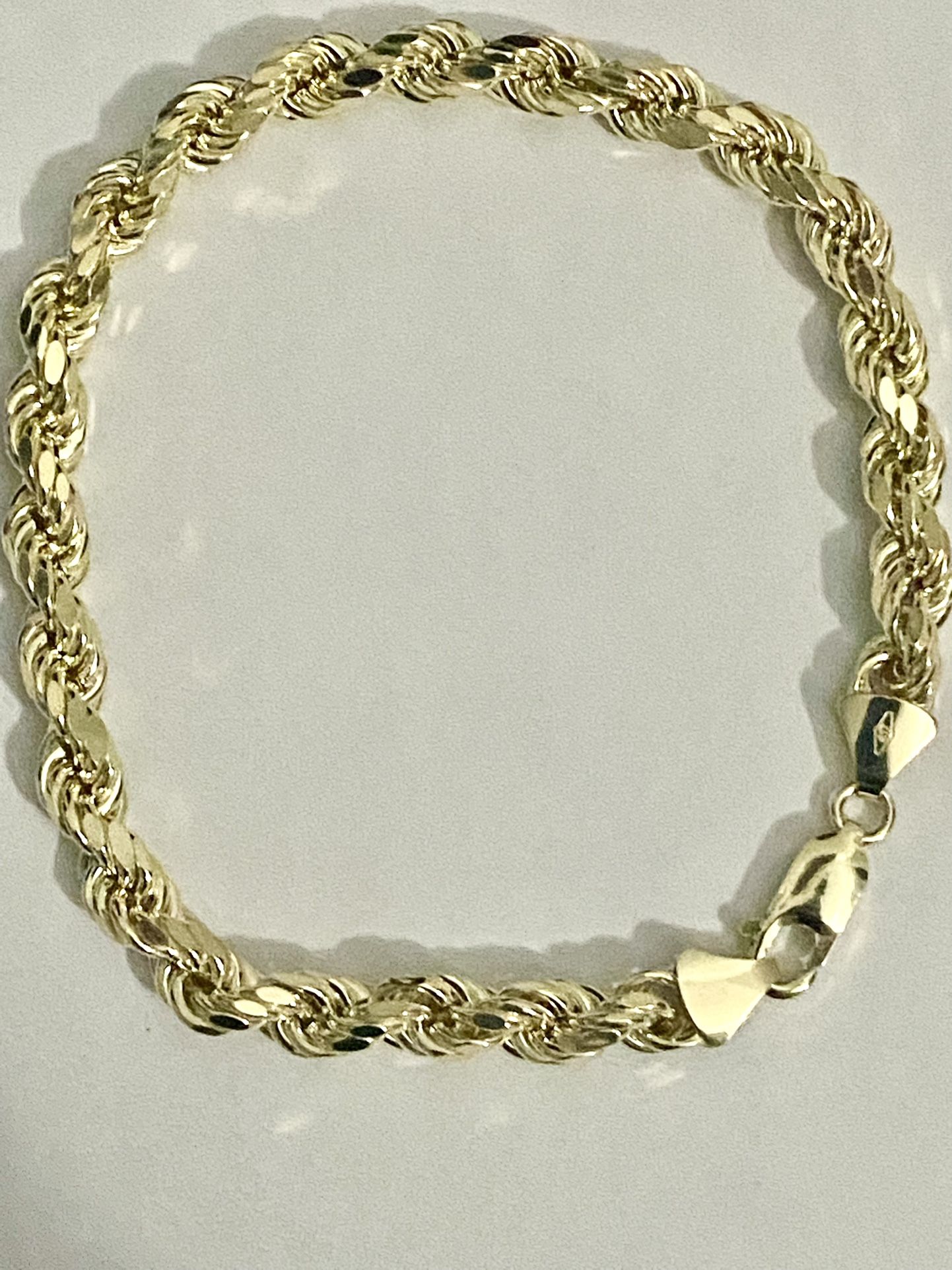 6mm 10k Real Gold Diamond Cut Rope Bracelet 8.5 inch