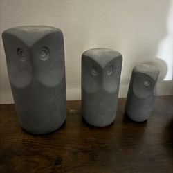 3 Piece Stone Owl Set