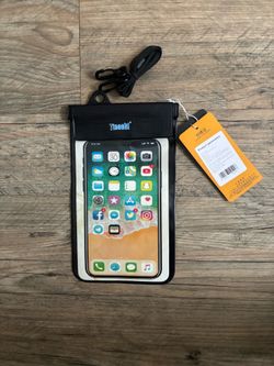 Black Waterproof Phone Pouch with Lanyard