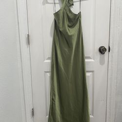 Olive Green Satin Dress 