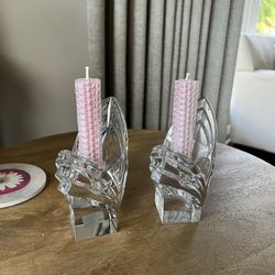 Mikasa Crystal Candlestick Holders Set Of Two