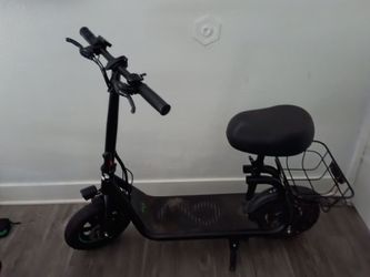 Black Electric Scooter with Seat and Basket