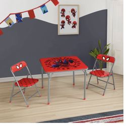 Marvel Spiderman Kids' 3-Piece Table and Chairs Set, Red