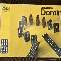 Vintage 1970! MB Double Twelve 91 Pieces Dragon Dominoes Set #4133 
