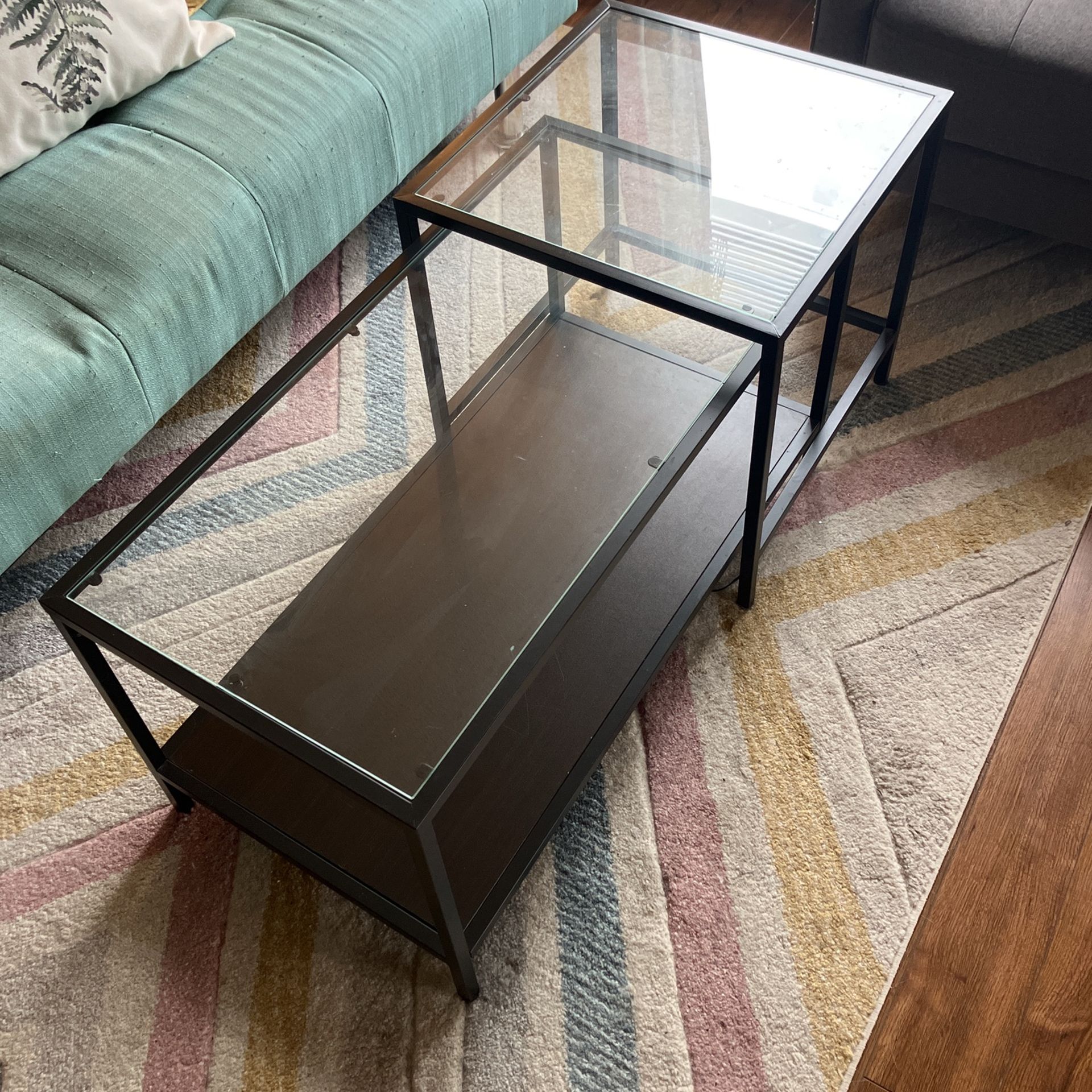 2 Piece Glass Table