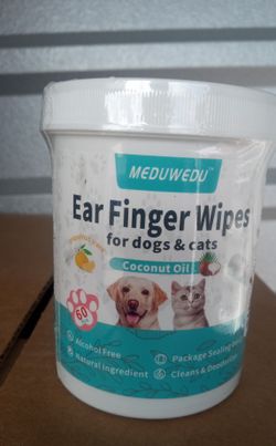  Ear Finger Wipes by MEDUWEDU for Dogs and Cats. 60 Count Container .
