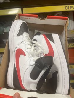 Nike Court Borough Mid 2 (GS) White/Red/Black Boy's Sneakers Size 6 NWB