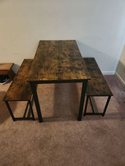Dining Table Set w/ 2 Benches – Great Condition!