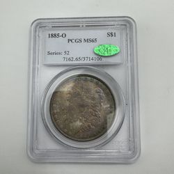 TONED 1885 O Morgan PCGS MS 65+CAC