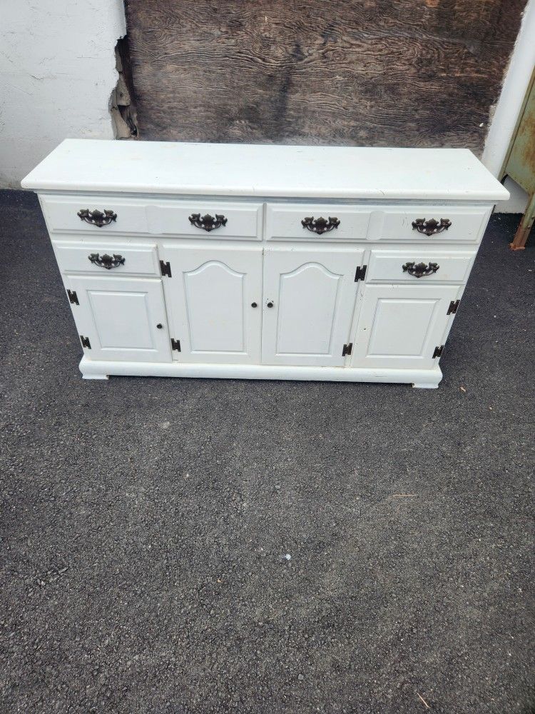 Farmhouse Shabby Chic White Long Dresser