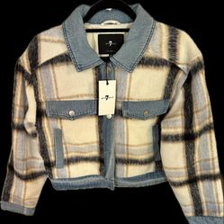 Plaid & Denim Cropped Jacket 