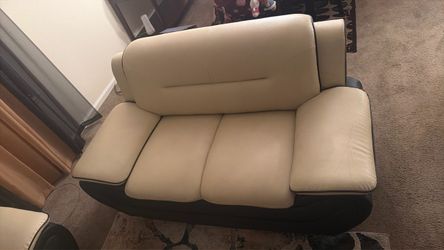 Two-Tone Leather Loveseat