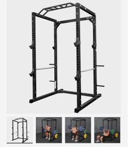 Valor Fitness Deluxe Power Rack with Pull Up Bar, Barbell & Metal Weight Plates Home Gym