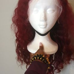 Beautiful 99J Red-Burgundy Hybrid Lacefront w/Elastic band