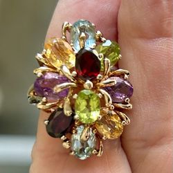 Cluster Style Gemstone Ring