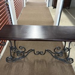 Wrought Iron And Solid Wood Console Table