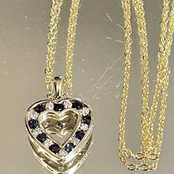 LIQUIDATION: 10KT REAL GOLD Sapphire And Diamond Heart