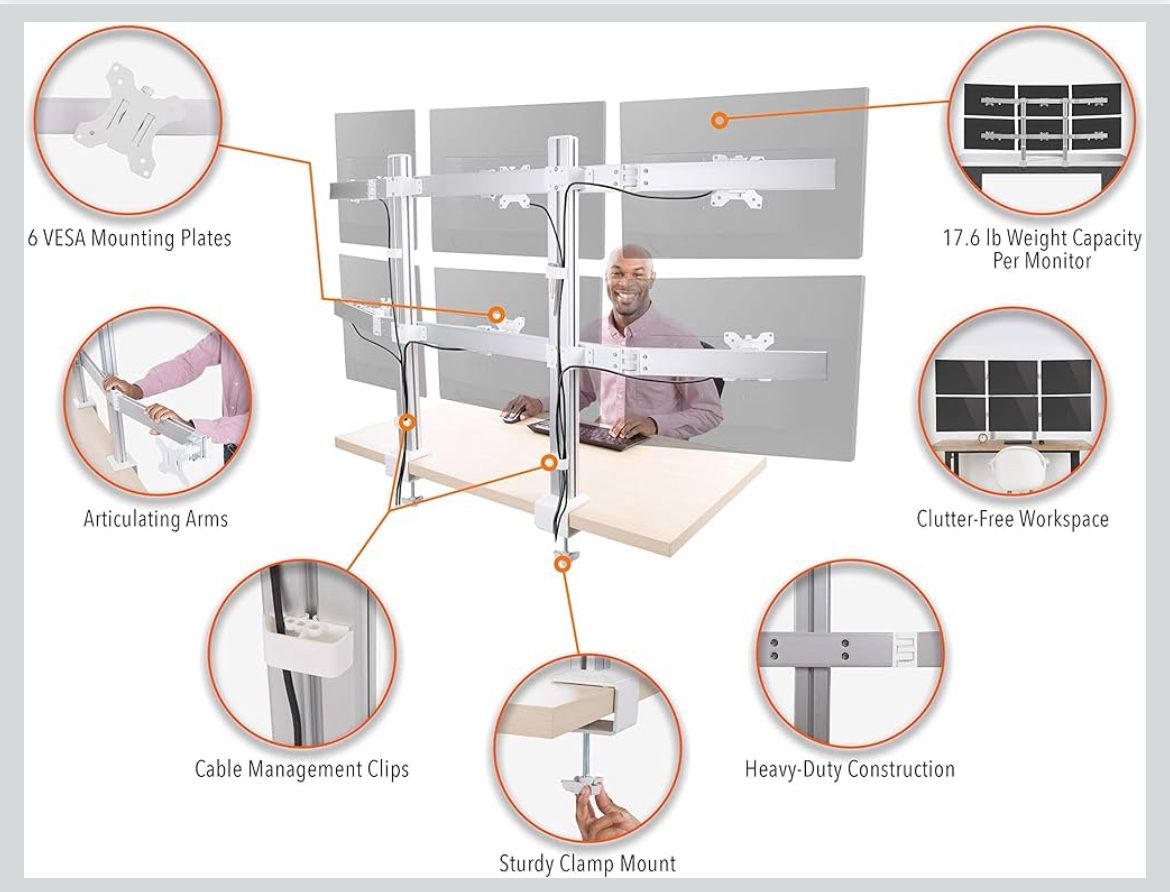 6 Monitor Mount Desk Setup
