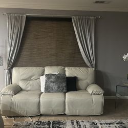 cream leather reclining couch 