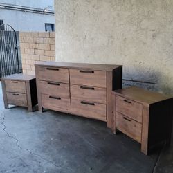 SIX DRAWERS DRESSER WITH NIGHT STANDS 