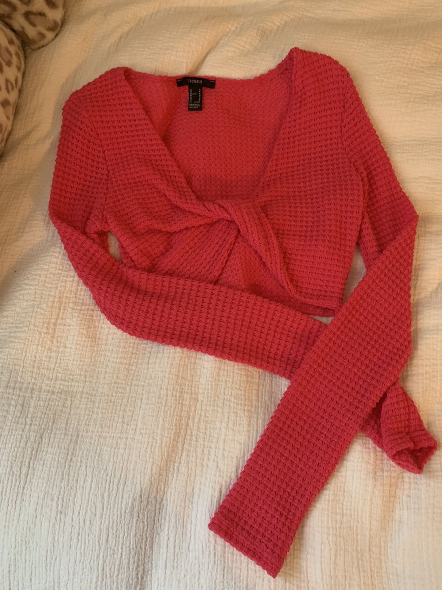 Hot Pink Cropped Sweater, Size Medium