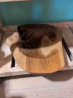 Hand-Carved Natural Wood Bowl