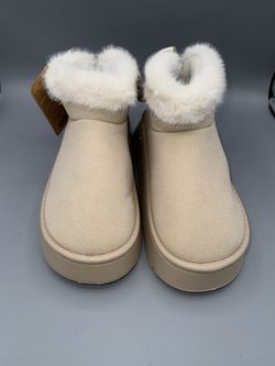 Women's Fur Collar Snow Boots Bow Decor Lined Platform Sole Non-Slip Warm Winter