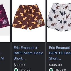 eric Emmanuel x bape shorts 