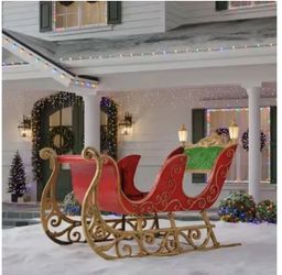 Home Depot Accents 8 FT Long Giant-Sized LED Santa's Sleigh Christmas Decor NIB