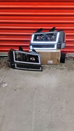 Switchback U-Style LED DRL Headlights for Chevy Express GMC Savana 2003-2023 Black