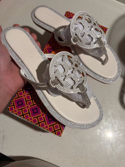 White sparkly Tory Burch sandals sz 9