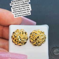 10K Gold Nugget Earrings
