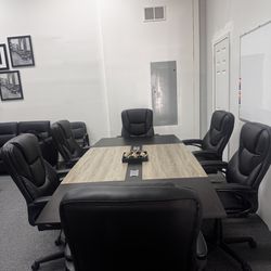 Huge office table and 6 executive leather chairs