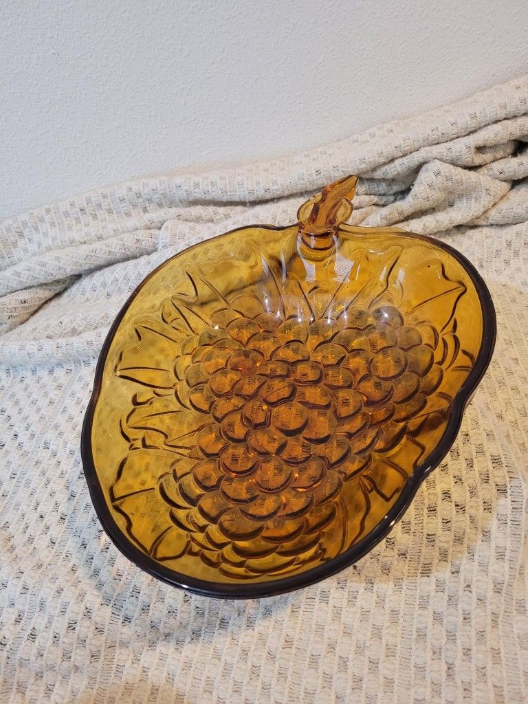 Vintage Table Decoration Large Amber Tinted Glass Holder