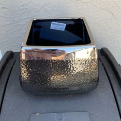 New Black/Silver Square Plant Pot 5.5”tall x 6” Wide
