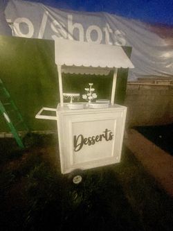 White Cart With Removable Top Shade & Wheels