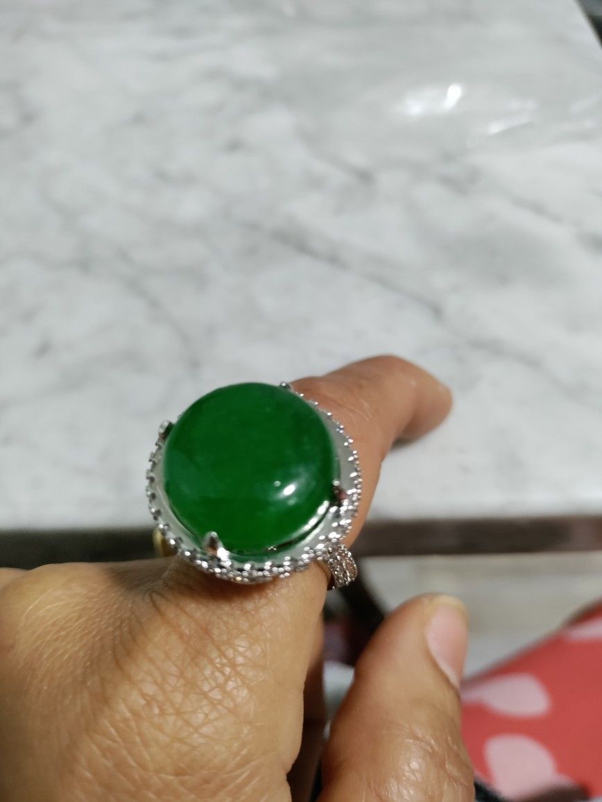 925 Jade Statement Ring Size 7