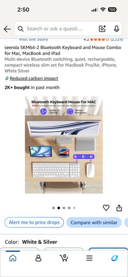 NEW Seenda Bluetooth Keyboard + Mouse Combo for Mac/iPad – SKM64-2
