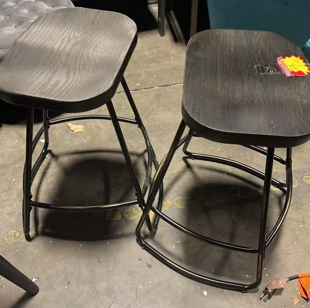 🔥 final sale🔥Height Barstools, Set of 2 Bar Stools Breakfast Bar Chairs Wooden Seat with Metal Footrest for Kitchen Party Room Living Room Dining Ro