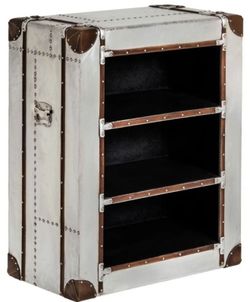 Aluminum Leather Accents Aviator Nautical Shelf /bookshelf/storage/organizer/night Stand/side Table