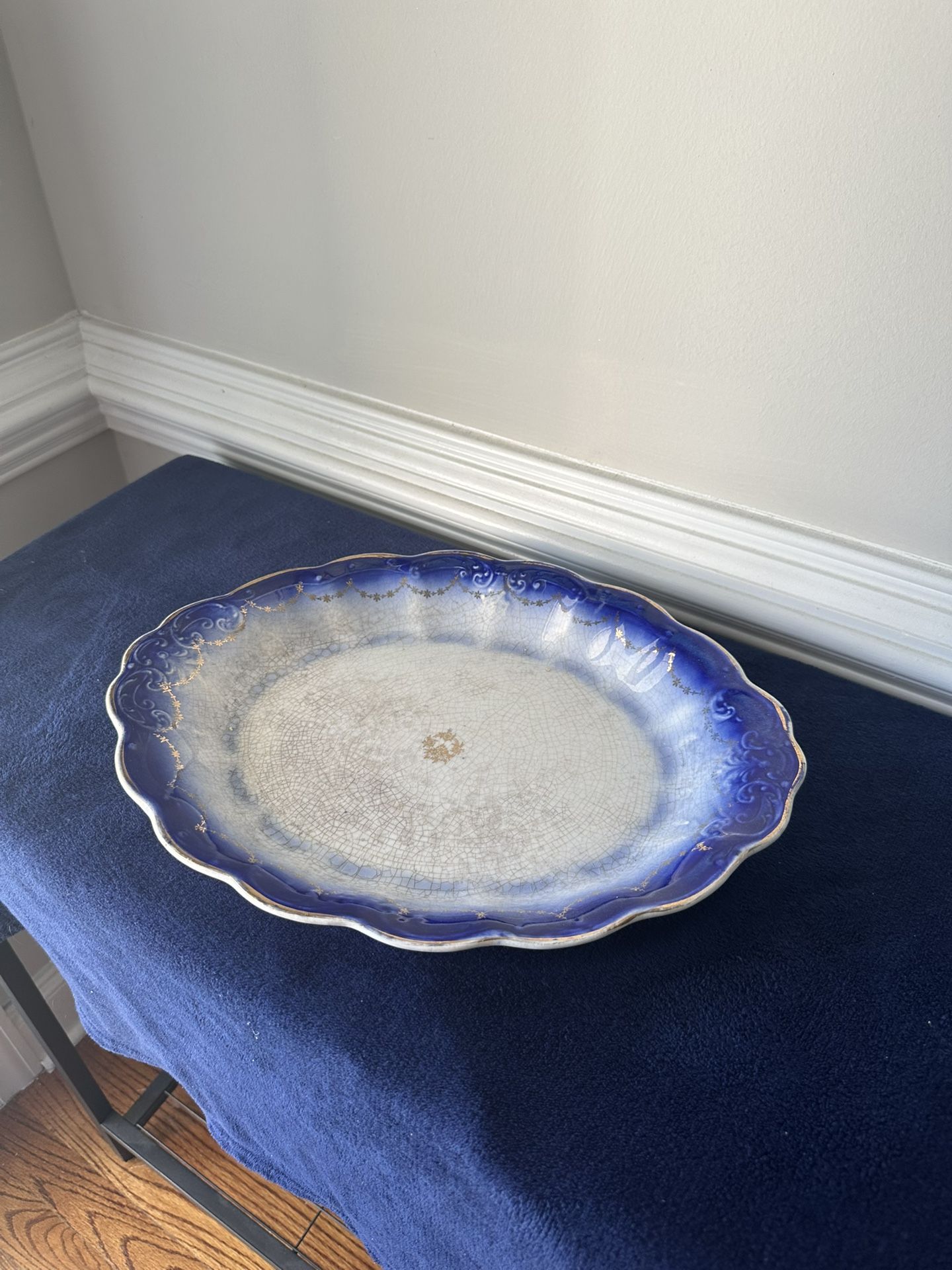 Antique La Francaise Flow Blue Platter