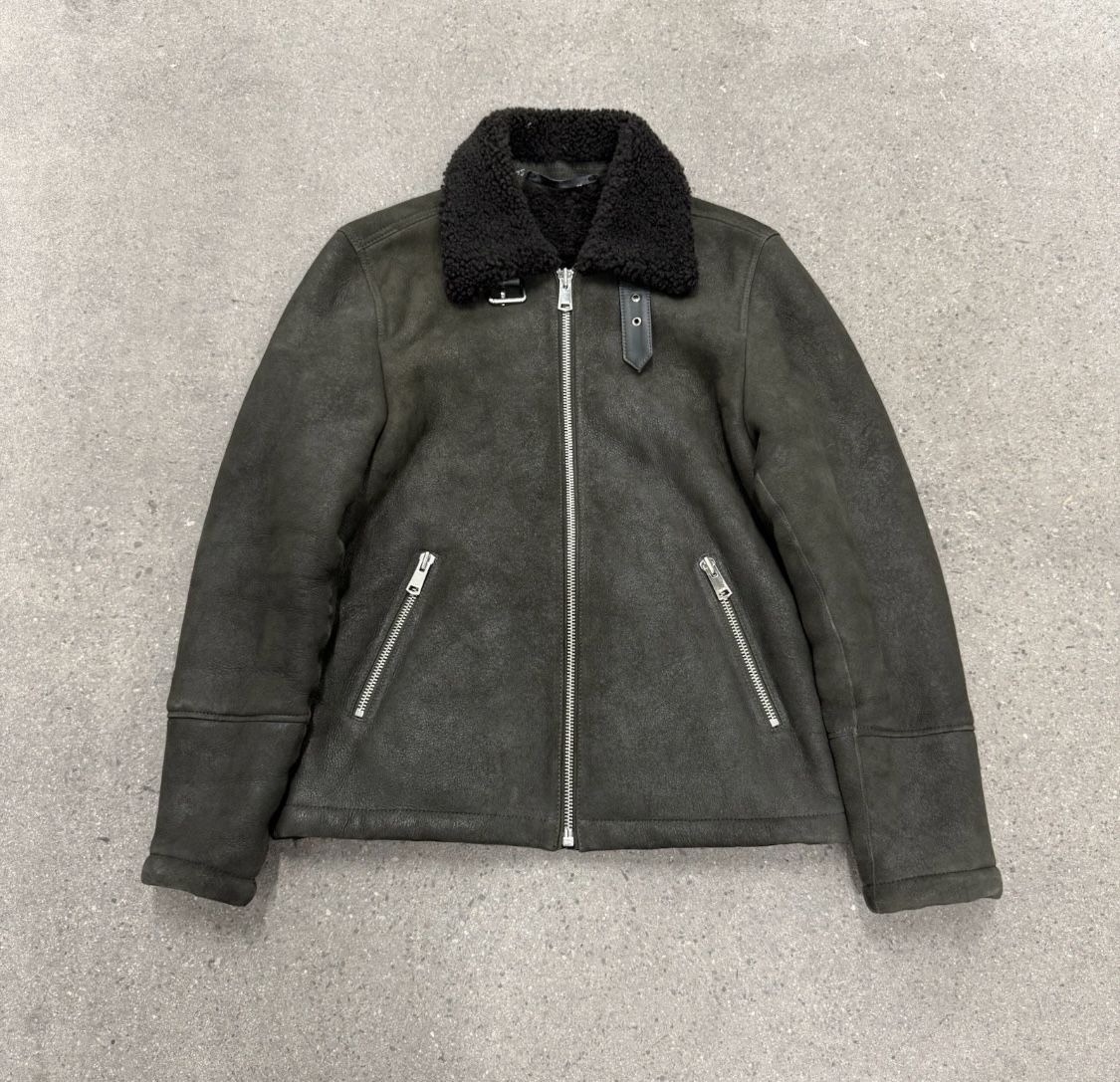 Originally $1300 But Selling for $300, Reiss Men’s grey Shearling leather Jacket (Fits Small Or Slim Medium)