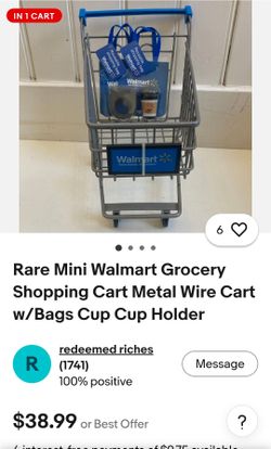 Mini  heavy duty shopping cart on wheels, 16 inches wide by 27  inches long $12.50-