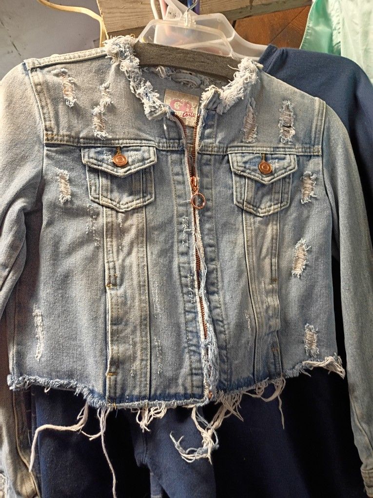 Girls Ripped Up Jean Jacket Size Large